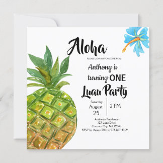 Invitation Fête d'Anniversaire Tropical Luau