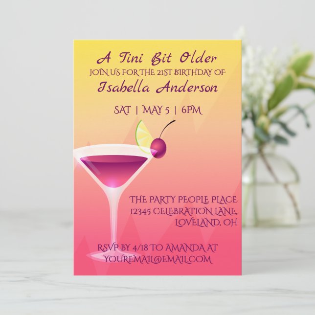 Invitation Fête d'anniversaire Tropical Tini Older (Debout devant)