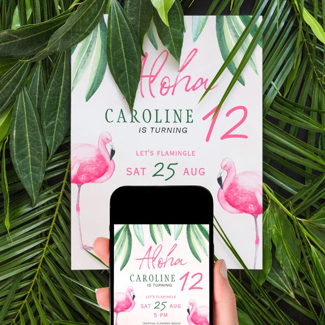 Invitation Fête d'anniversaire tropicale Aloha pour enfants F (Créateur téléchargé)