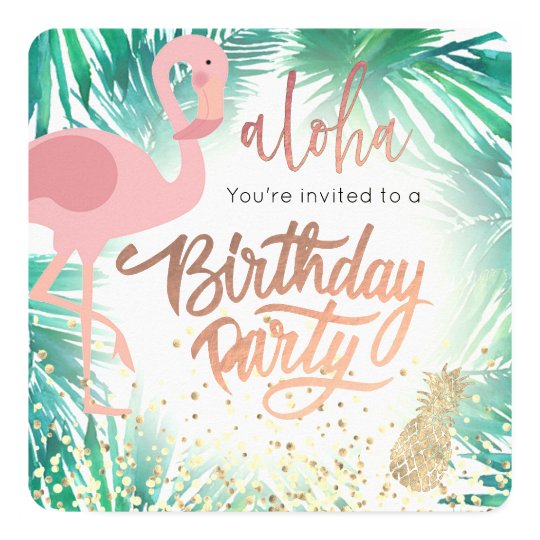 Invitation Fete D Anniversaire Tropicale De Flamant Zazzle Fr