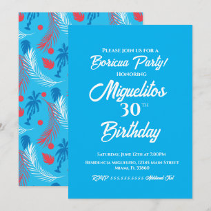 Invitation Fête d'anniversaire tropicale hispanique portorica
