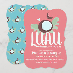 Invitation Fête d'anniversaire tropicale Luau aux noix de coc