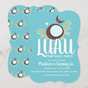 Invitation Fête d'anniversaire tropicale Luau aux noix de coc