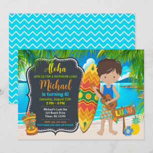 Invitation Fête d'anniversaire tropicale Luau hawaïenne Aloha