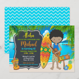 Invitation Fête d'anniversaire tropicale Luau hawaïenne Aloha