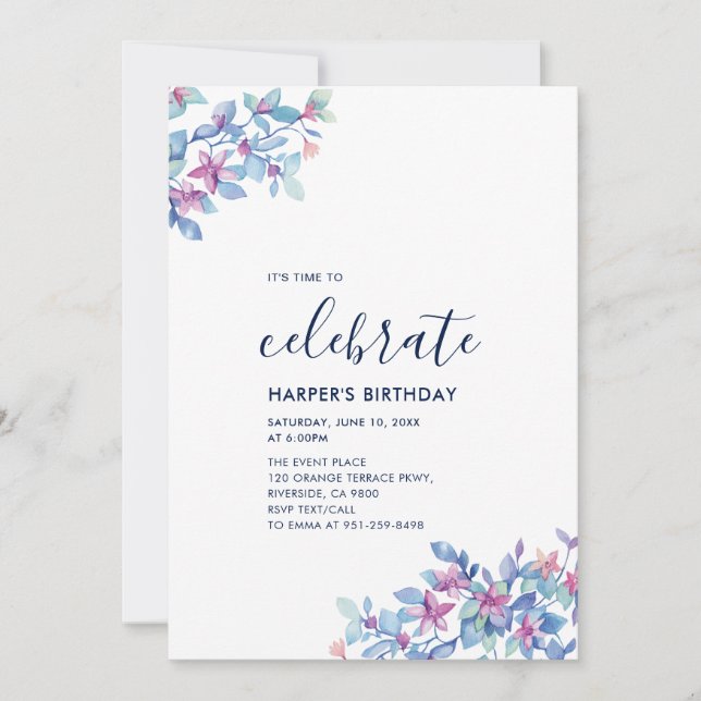 Invitation Fête d'anniversaire tropicale moderne pour adulte  (Devant)