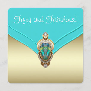 Invitation Fête d'anniversaire turquoise élégante de bleu et