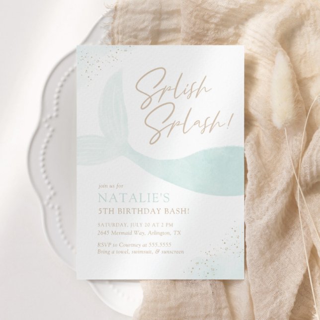 Invitation Fête d'anniversaire Turquoise Mermaid Girl (Créateur téléchargé)