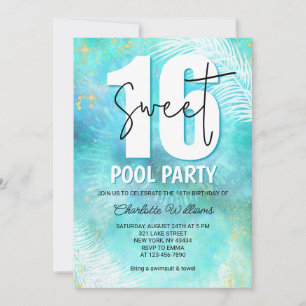 Invitation Fête d'anniversaire turquoise pour les 16 ans au b