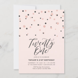 Invitation Fête d'anniversaire Twenty One 21 ans Rose & Or ro