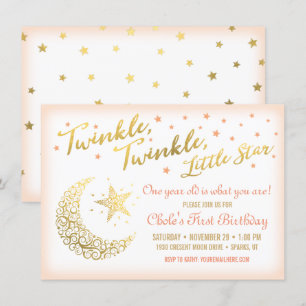 Invitation Fête d'anniversaire Twinkle, Twinkle, Little Star
