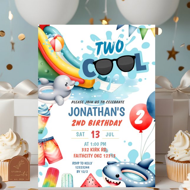 Invitation Fête d'anniversaire Two Cool Pool (Créateur téléchargé)