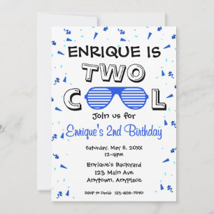 Invitation Fête d'anniversaire TWO Cool Sunglass 2ème anniver