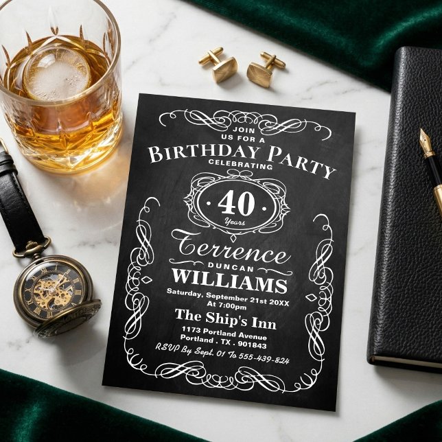 Invitation Fête d'anniversaire typographie tendance sur table (Créateur téléchargé)