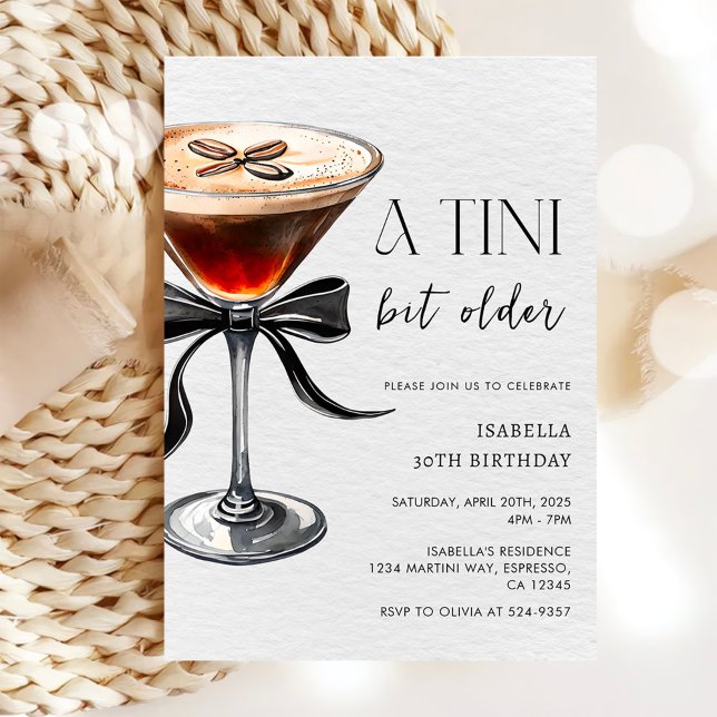 Invitation Fête d'anniversaire un peu plus âgée Tini Espresso (Créateur téléchargé)