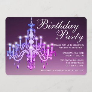 Invitation Fête d'anniversaire vénitienne élégante du lustre