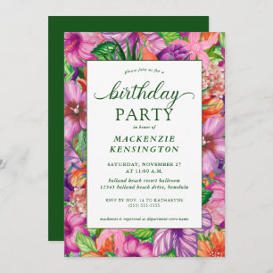 Invitation Fête d'anniversaire vert tropical moderne