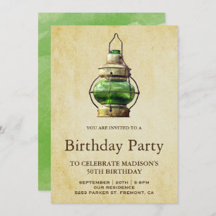 Invitation Fête d'anniversaire verte rustique vintage de