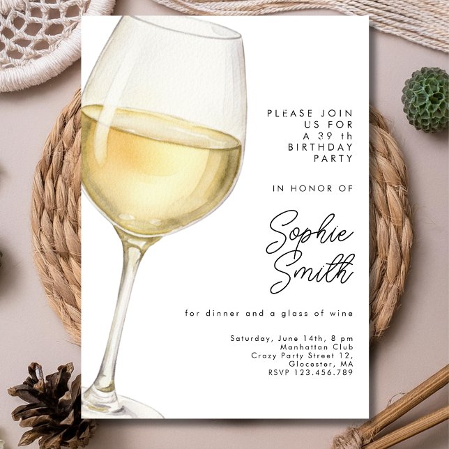 Invitation Fête d'anniversaire vin blanc vieilli à la perfect (Créateur téléchargé)