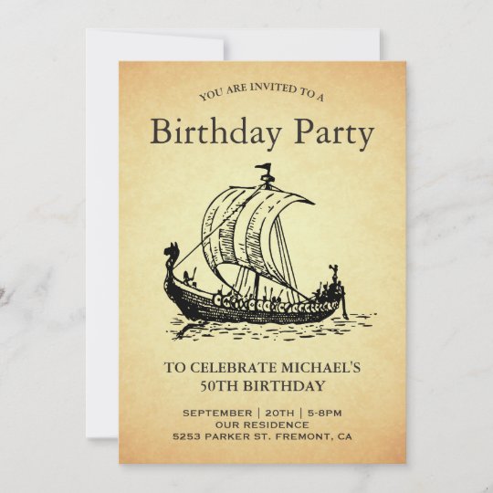 Invitation Fete D Anniversaire Vintage De Bateau De Viking Zazzle Fr