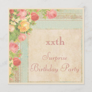Invitation Fête d'anniversaire vintage élégante de surprise