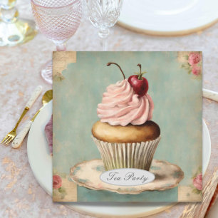 Invitation Fête d'anniversaire vintage French Pink Cupcake