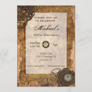 Invitations Faire Part Cartes Anniversaire Steampunk Zazzle Fr