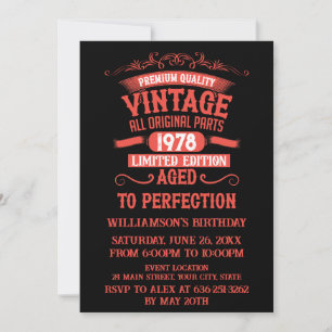 Invitation Fête d'anniversaire vintage personnalisée