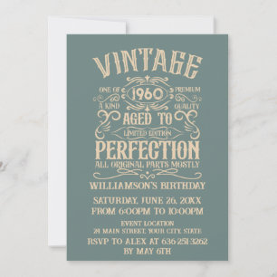 Invitation Fête d'anniversaire vintage personnalisée