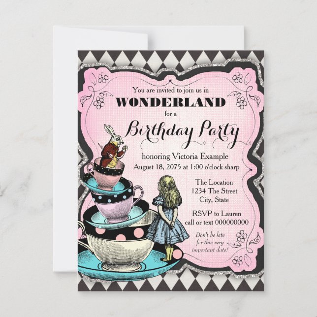 Invitation Fête d'anniversaire Vintage Wonderland (Devant)