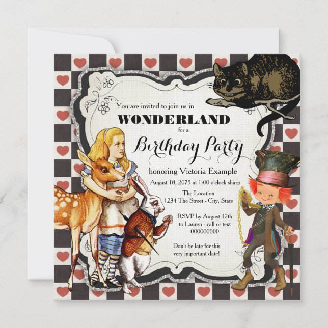Invitation Fête d'anniversaire Vintage Wonderland (Devant)