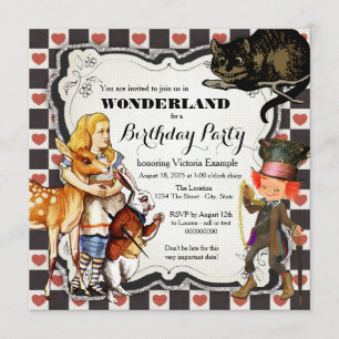Invitation Fête d'anniversaire Vintage Wonderland