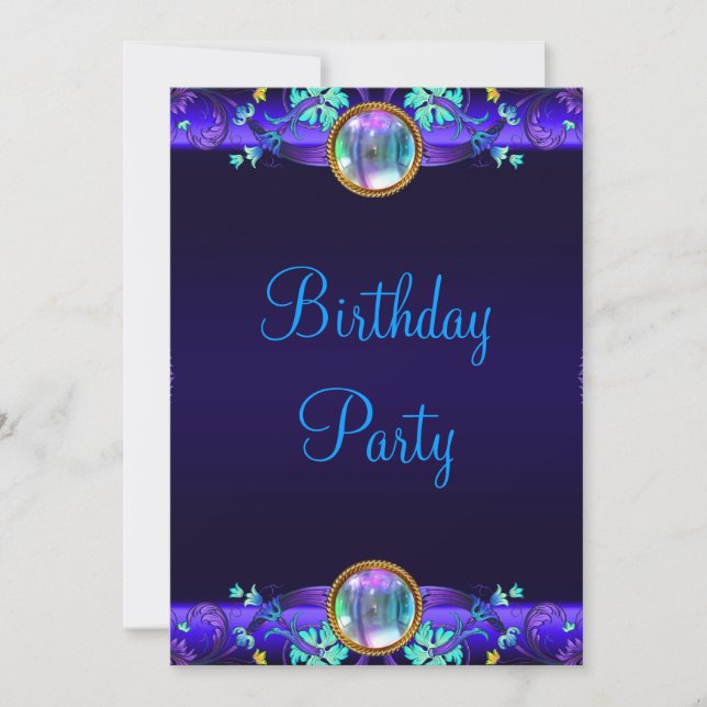 Invitation Fête d'anniversaire violet bleu royal (Devant)