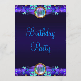 Invitation Fête d'anniversaire violet bleu royal