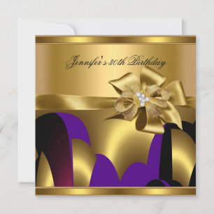 Invitation Fête d'anniversaire Violet Or Abstrait