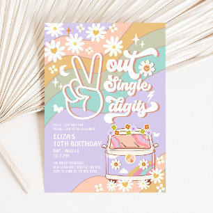 Invitation Fête d'anniversaire Violet Paix Simple Chiffre Uni