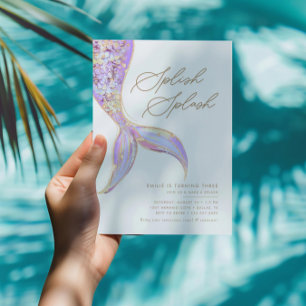 Invitation Fête d'anniversaire violette des filles de la mer