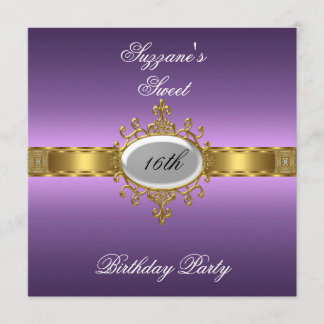 Invitation Fête d'anniversaire violette Glamour Hot Sweet 16