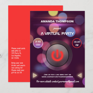 Invitation Fête d'anniversaire virtuelle Bokeh