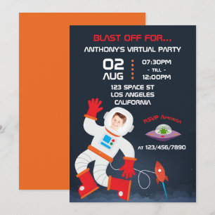 Invitation Fête d'anniversaire virtuelle sur le thème de l'es