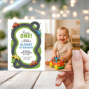 Invitation Fête d'anniversaire voiture de course pour enfants