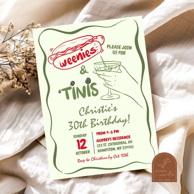Invitation Fête d'anniversaire Weenies et Tinies dessinés à l (Créateur téléchargé)