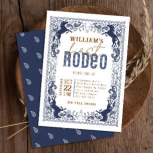 Invitation Fête d'anniversaire Western Bleu Marine Premier Ro