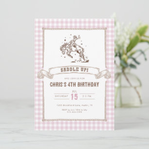 Invitation Fête d'anniversaire Western Cowgirl Saddle Up 