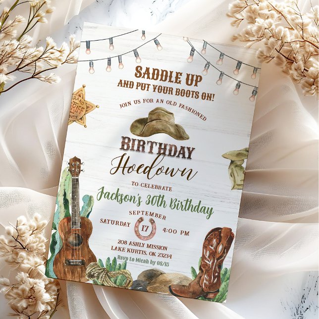 Invitation Fête d'anniversaire Western Rustique Cow-boy (Créateur téléchargé)