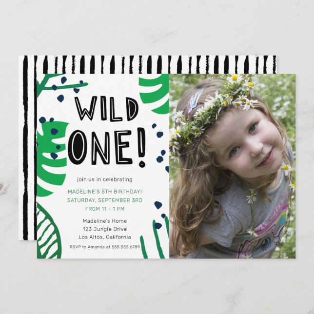 Invitation Fête d'anniversaire Wild One Photo (Devant / Derrière)
