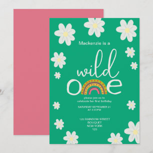 Invitation Fête d'anniversaire Wild One Rainbow Personnalisée