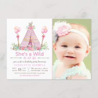 Invitation Fête d'anniversaire Wild One Tente rose Anniversai