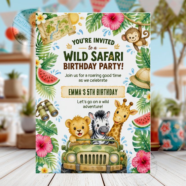 Invitation Fête d'anniversaire Wild Safari (Créateur téléchargé)
