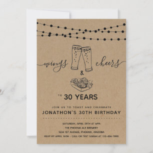Invitation Fête d'anniversaire Wings & Cheers & Beers - N'imp